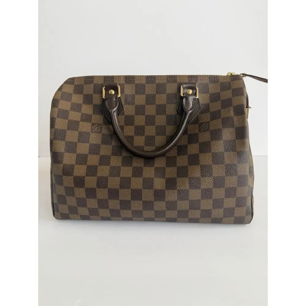 Louis Vuitton Speedy Bandouliere 30 Damier Ebene Brown Satchel Red Lining Lock